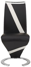Komplet 2 krzeseł TWIZY - Materiał skóropodobny czarny + biały
