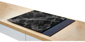 Szklana płyta ochronna MARBLE BLACK na kuchenkę – duża, ZELLER