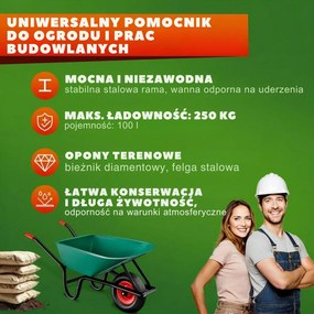 Taczka GREG z plastikową kuwetą, max. 100l/250kg, zielony/czarny Gardebruk