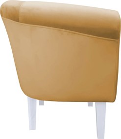 Fotel Milo tkanina Welur wygodny fotel tapicerowany do salonu i sypialni : Kolor nogi - Biała, Kolor tkaniny - VELVET - MG15, Wysokość nogi - 20 cm