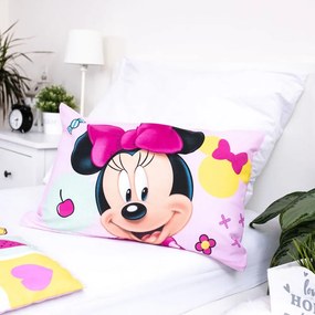 Różowa bawełniana pościel dziecięca do łóżeczka 100x135 cm Minnie "Sweet" – Jerry Fabrics