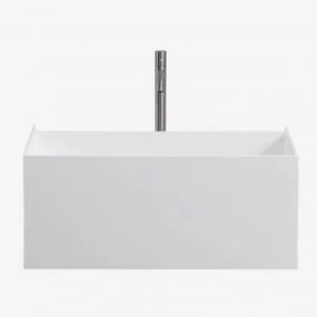 Zestaw Wiszących Mebli Łazienkowych Z Żywicy Zintegrowany Z Umywalką I Oświetleniem - Sklum