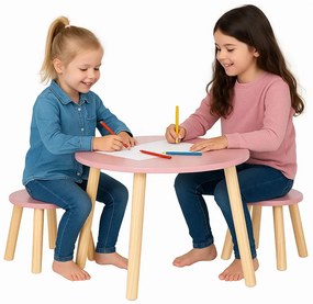 Różowy zestaw dla dziewczynki stolik z taboretami P0-S43