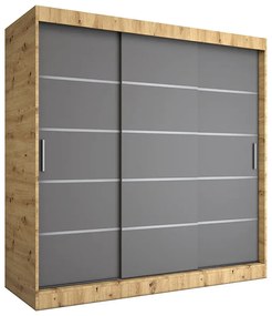Szafa przesuwna dąb artisan + antracyt 200 cm - Bohosa 6X