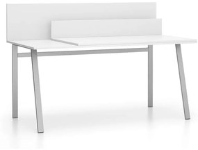 Biurko SINGLE LAYERS, blat przesuwny, z przegrodami, biały