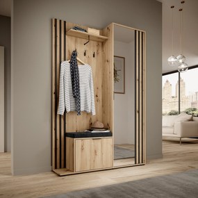Garderoba NELIANA - Dąb artisan / KRONOS 07 (Czarny)