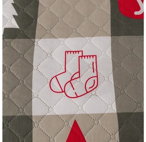 Narzuta na łóżko ze wzorem CHRISTMAS SOCKS, zielony Rozmiar: 170 x 210 cm