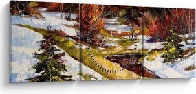 Obraz - Nadejście wiosny (z zegarem) (90x30 cm)