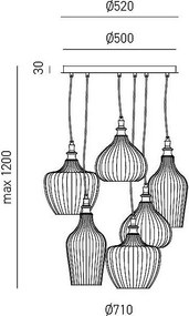 Cleofe - lampa wisząca z 6 żarówkami w kolorze matowej bieli z opalowym szkłem - 6XE27 max 6X60W, elegancki, nowoczesny design, IP20