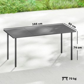 Outsunny Stół ogrodowy 165 x 80 cm dla 6 osób z metalowym blatem, stalowa rama, prostokątny | Aosom PL