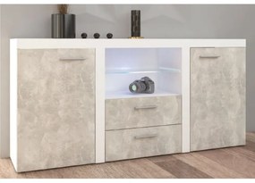 Nowoczesna biała komoda do salonu Kamaro z oświetleniem LED