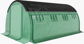 Outsunny Szklarnia Polytunelowa 4 x 3 x 2 m z siecią przeciwsłoneczną, zwijanymi ścianami bocznymi, pokrywą z plastiku, stalową ramą, Zielony