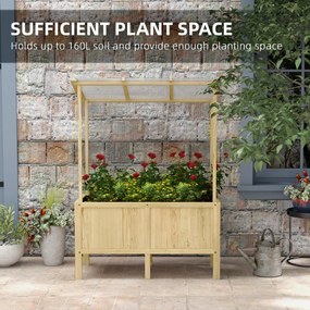Outsunny Wysokie Łóżko Ogrodowe Drewniane z Tunel Foliowy Skrzynia na Rośliny 110x60x152cm Naturalne | Aosom PL