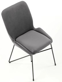 Krzesło popielaty nowoczesne metalowe tkanina velvet do jadalni szare K454