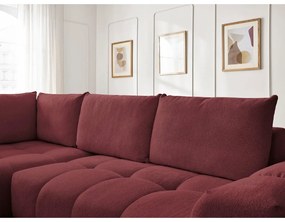 Bordowy rozkładany/ze schowkiem narożnik z tkaniny szenilowej (lewostronny/w kształcie litery L) Everest – Bobochic Paris