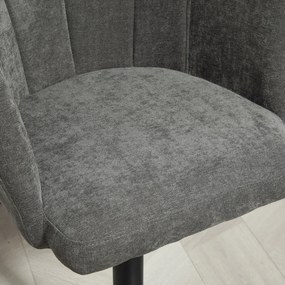 HOMCOM Zestaw 2 Barowych Krzeseł, Oparcie w Kształcie Muszli, Regulowana Wysokość, Podnóżek, dla Kuchni lub Jadalni, Metalowa Baza, Ciemnoszary