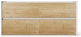 Szafka pod umywalkę wisząca - Naturalny jasny i biały - 120 cm - LANNICK