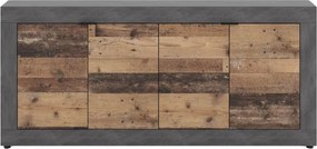 Komoda Czterodrzwiowa BLAGO 180 cm Ciemny Dąb/Czarny Loft