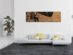 Obraz - Mężczyzna na rowerze w stylu Banksy (170x50 cm)