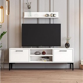 Stojak pod TV – 140 cm – Biały – Melamina