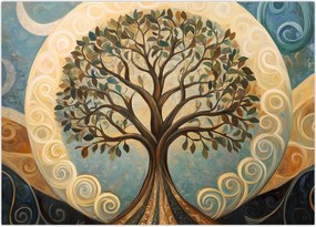 Obraz na szkle – Drzewo życia i spirale (70x50 cm)