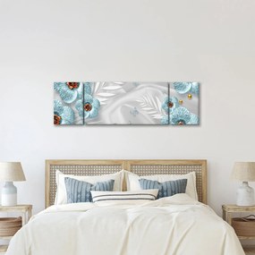 Obraz - 3D niebieskie kwiaty (170x50 cm)