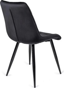 Krzesło Tapicerowane do Jadalni RIO Czarne Welurowe Nowoczesne Loft