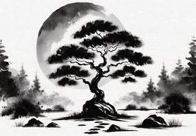 Fototapeta - Czarno-bonsai (196x136 cm)