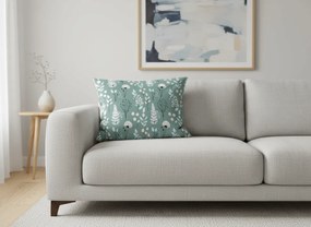 Dekoracyjna poszewka na poduszkę WILD FLOWERS 50x70 cm, miętowy