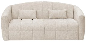 Kanapa 3-osobowa z systemem szybkiego rozkładania z kremowej tkaniny bouclette - miejsce do spania 140 cm - materac 13 cm z pamięcią kształtu - RETUNA