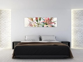 Obraz - Lilie, ilustracje (170x50 cm)