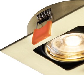 Zestaw 6 kwadratowych reflektorów wpuszczanych z regulacją, mosiądz - Artemis