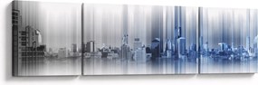 Obraz - Panorama miasta, niebiesko - szara (170x50 cm)