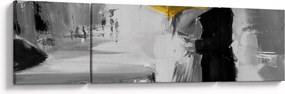 Obraz - Zakochana para pod parasolem, żółty (170x50 cm)