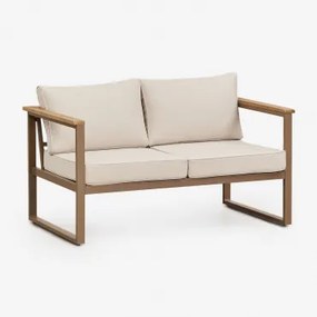 Dwuosobowa Sofa Ogrodowa Z Aluminium I Drewna Akacjowego Lipov Moka Brown - Sklum