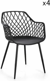Zestaw 4 czarnych krzeseł z polipropylenu i stali - OPTIK