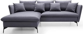 Ciemnografitowa welurowa kanapa narożna rozkładana G0-T39