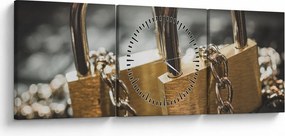Obraz dwóch zamków (z zegarem) (90x30 cm)