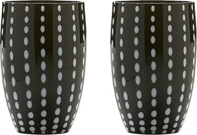 Zafferano Perle Black Glass - szkło kolorowe dmuchane ustami, 32 cl, ręcznie robione - zestaw 2 kieliszków do wody lub koktajli