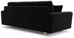 Czarna aksamitna rozkładana/ze schowkiem sofa 235 cm Kyoto – Cosmopolitan Design