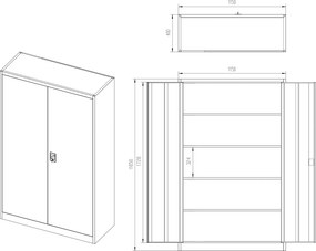 Szafa biurowa na akta szeroka Eco Design Jan II, 115x40x185 cm, biały/dąb sonoma