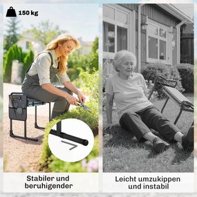 Outsunny Poduszka na kolana i siedzisko ogrodowe, nośność 150 kg, stołek ogrodowy z grubym wyściełaniem w części kolanowej, wysuwane stalowe nogi | Aosom PL