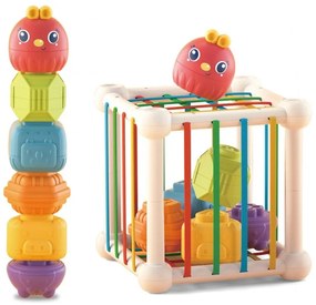 Woopie baby elastyczna kostka sensoryczna sorter dla dzieci zwierzątka + grzechotka 7 el.