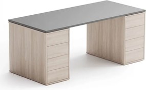 Biurko z przestrzenią do przechowywania BLOCK B03, 180x80 cm, dąb naturalny/grafit