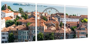 Obraz - Widok miasta z lotu ptaka (z zegarem) (90x30 cm)