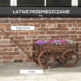 Outsunny Wózek na Kwiaty Drewniany Wypalany 120x41x54cm | Aosom PL