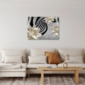 Obraz - 3D złote kwiaty (70x50 cm)