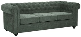 Kanapa 3-osobowa i 2 fotele z zielonej tkaniny CHESTERFIELD