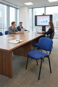 Niebieskie sztaplowane krzesło konferencyjne H4-T99