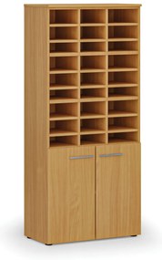 Regał sortujący PRIMO WOOD, 800 x 420 x 1781 mm, 27 przegród, buk